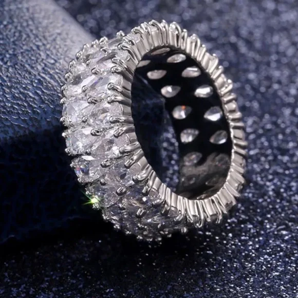 NEW 925 STERLING SILVER ETERNITY DIAMOND BAND RING, BEAUTIFUL RING, SHINY RING - Picture 6 of 6